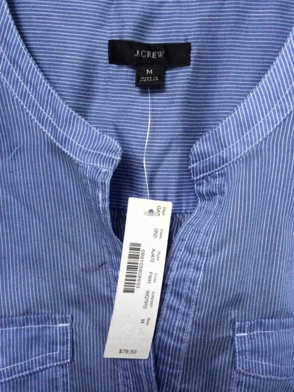NWT J. Crew Classic Stripe Popover Shirt